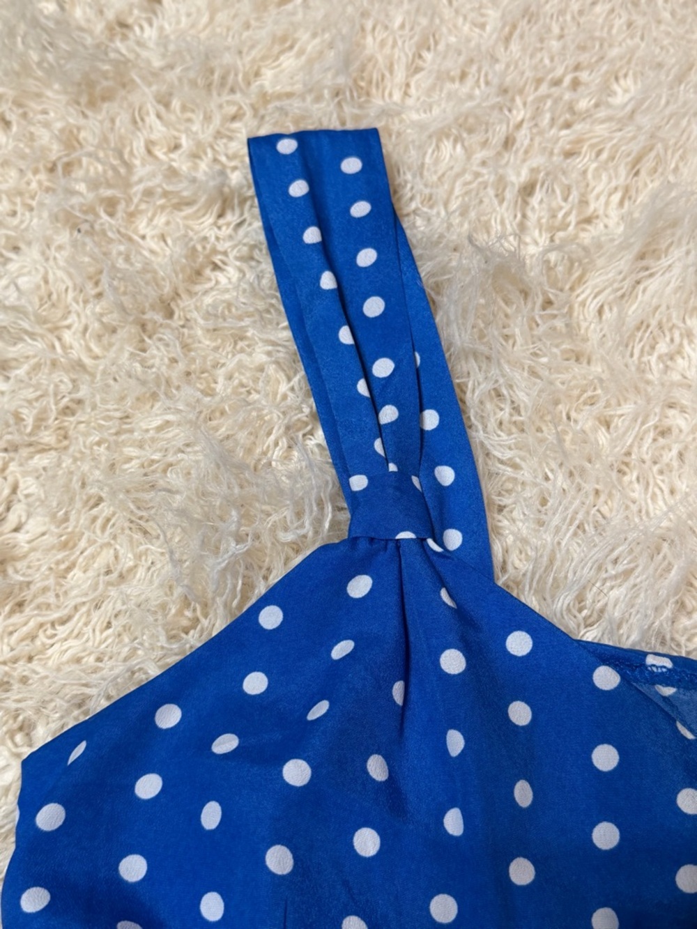 NWOT Women’s medium Bebop Blue Polka Dot & Stripe Dress - Picture 6 of 7